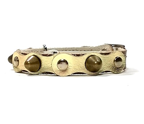 Superpipapo Original Collar de Cuero Marrón Dorado Brillante para Gatos, Diseño Exclusivo con Cierre de Seguridad Elástico