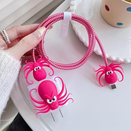 Image of Protective Charger Case for iPhone 18W 20W iPhone 15 14 13 12 11 Pro Max Charging Cable Charger Protective Cover Data Cable Protective Sleeve -(Octopus)