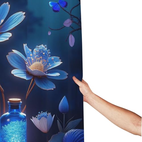 Rideau de douche tissu n°147 motif fleur papillon 152x183 cm - 3