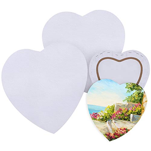 Ruisita 4 Stück Herzförmige Leinwand professionell gespannt herzförmig Leinwand Board Künstler Blank Leinwand Rahmen für Malerei Acryl Ausgießen Ölfarbe Weiß Cover