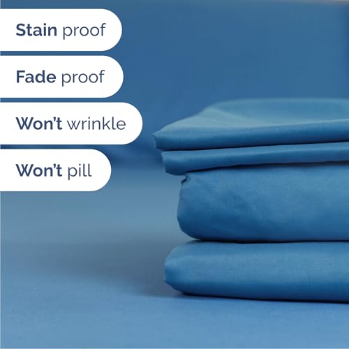 Image of Queen 6 Piece Bed Sheet Set - Breathable & Cooling Sheets - Denim Blue | Ultra-Soft Hotel Luxury Bedding Set w / 8-16 Inch Deep Pockets, 1 Flat & 1 Fitted Sheet & 4 Pillowcases, Wrinkle & Fade Free