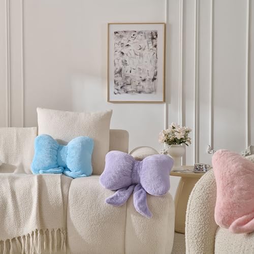 Image of Bow Pillow Throw Pillows Butterfly Shaped Decorative Cute Pillows for Bed Sofa Cute Home Decorr,Purple 10 * 8inch