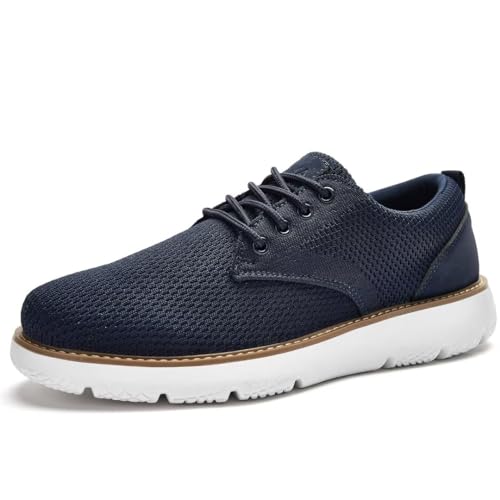 Image of Men's Breathable Mesh Comfortable Business Casual Shoes with Sneakers Design for Long Standing, Office Work, Formal Occasions & Walking Blue