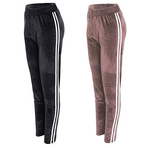 Ladies (Pack of 2) Velvet (Velore) Jogger Tracksuit Pants Active Gym Yoga Fitness Bottoms 8-14