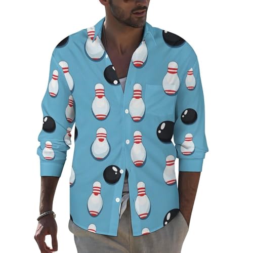 Chemise à manches longues homme coupe ajustée imprimé boule de bowling