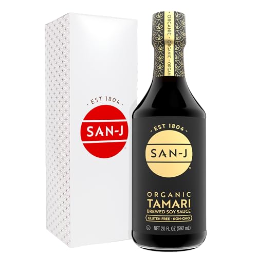 San-J - Organic Gluten Free Tamari Soy Sauce - Specially Brewed - Made with 100% Whole Soy - 20 oz. Bottle