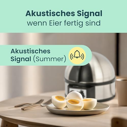 Bild 3 - Clatronic® Elektrischer Eierkocher für bis zu 7 Eier | Eierkocher Edelstahl mit Härtegradeinstellung | beleuchteter Ein-/Aus-Schalter | 400 Watt | Edelstahl | EK 3321