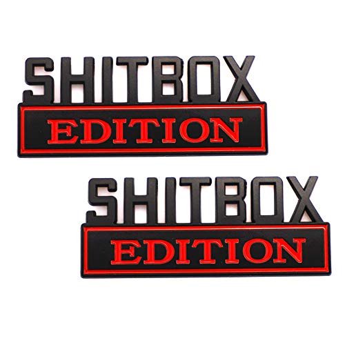 2 Pcs SHITBOX Edition Emblem Car Side Rear Front Hood