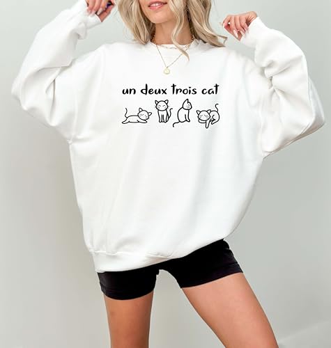 Un Deux Trois Cat Sweatshirt – Cute French Cat Shirt, Funny Cat Lover Gift, Cozy Cat Pullover, French Style Cat Sweater2