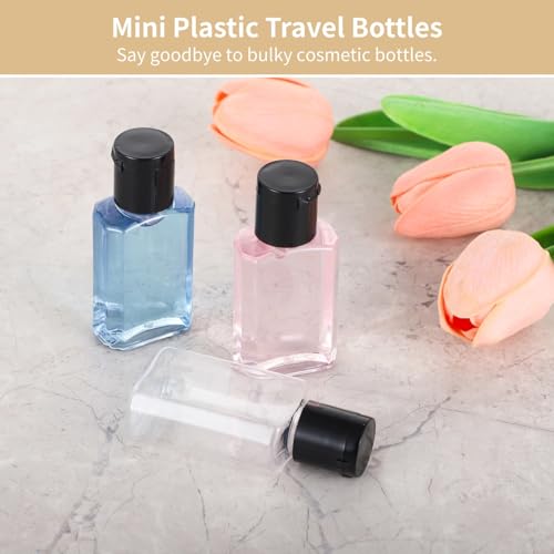 Lnrueg 100 Pcs 1 oz Travel Bottles - Hand Sanitizer Bottle Mini Clear Bottles with Flip Caps, Portable Empty Refillable Containers for Shower Gel, Face Creams, Body Lotions,Black3