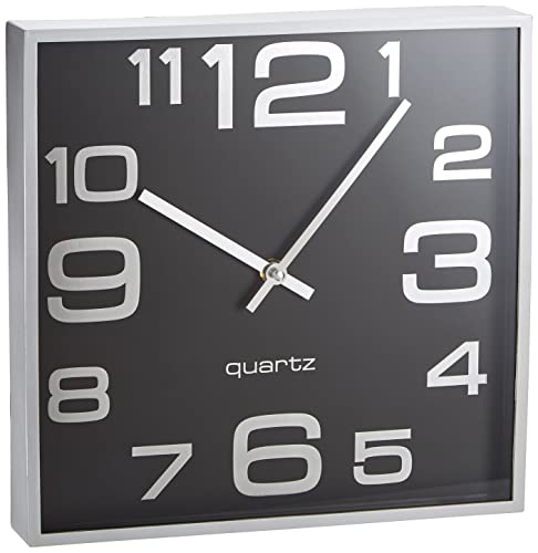 Alco-Albert 187-11 - Reloj de Pared, Aprox. 28, 3 x 4, 1 cm, Plata Negra, plástico, Negro y Plateado, 28,3 x 28,3 x 4,1 cm