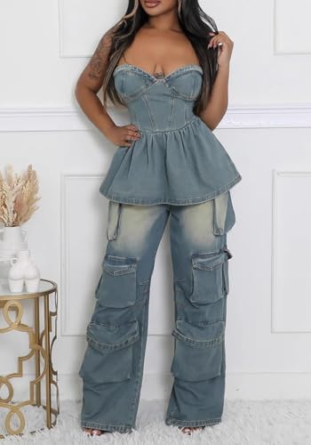 Women's Boyfriend Jeans Cargo High Waisted Baggy Tie Dye Jeans Bow Tie Loose Denim Pants with Drawstring2