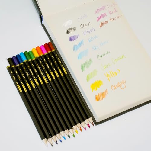 BAZIC PRODUCTS Colored Pencils 12 Color, Designer Coloring Pencil Set Soft Core, for Art Drawing Sketching, Gift for Artist Adult (12/Pack), 1-Pack