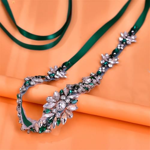 Women's Handmade Beaded Wedding Belt, Applique Bridal Accessory, Rhinestone Ribbon Ball Gown Belt4