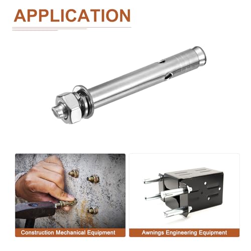 Image of DTGN M10 x 100 Expansion Bolts - 3Pack- Good for Concrete Dry Brick Block Walls - 304 Stainless Steel - Silver
