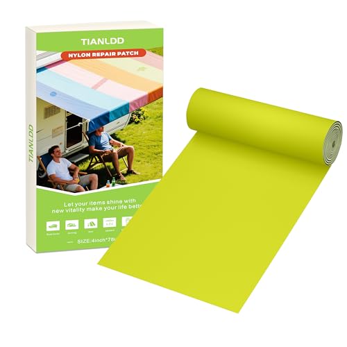 TIANLDD 4x78in Waterproof Repair Tape for Boat Covers,Tents,Tarp,RV Awning，Fabric Repair Tape(Yellow)