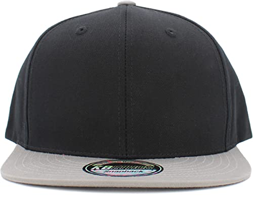 Image of KBETHOS Classic Snapback Hat Blank Cap Underbrim Cotton Wool Blend Flat Visor Adjustable Unisex