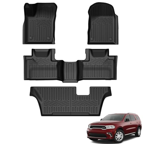 LUMWAY Floor Mats for 2016-2025 2026 Dodge Durango 7-Seater (Only for Bench Seats) TPE All Weather Durable Floor Liners for Durango Accessories