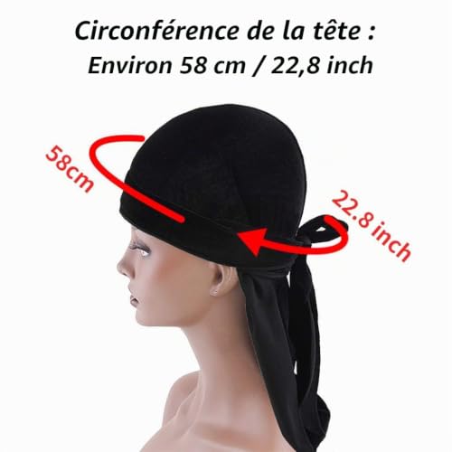 Zalati Durag Casquette Coiffe, Noir , Taille Unique – vue 6