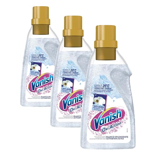Vanish Oxi Action Multipower Gel Bianco Splendente, Additivo Lavatrice Multiazione senza Candeggina, 3 Confezioni da 750ml Smacchiatore per Capi Bianchi