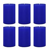 6 Packs 2.75x4 Inch Blue Colored Pillar Candles, Unscented Dripless Cylinder Wax Candles for Home Table Holiday Party Spa Decor Emergency Power Outage
