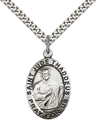 F A Dumont Sterling Silver St. Jude Pendant with 24