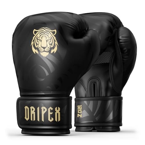Dripex Guantes de Boxeo, Guantes de Cuero para Entrenamiento de Boxeo, Guantes de Muay Thai...