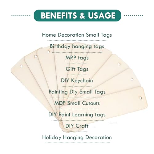 Image of MDF Cutouts | Wooden Cutout for Craft | Pine Wood | Unfinished Tags for Key Chain, Crafts, Xmas, Decorations, Painting | Resin Art Work | MDF Board Cutouts, Rectangle- [50pcs]-[8cmx2.5cm]