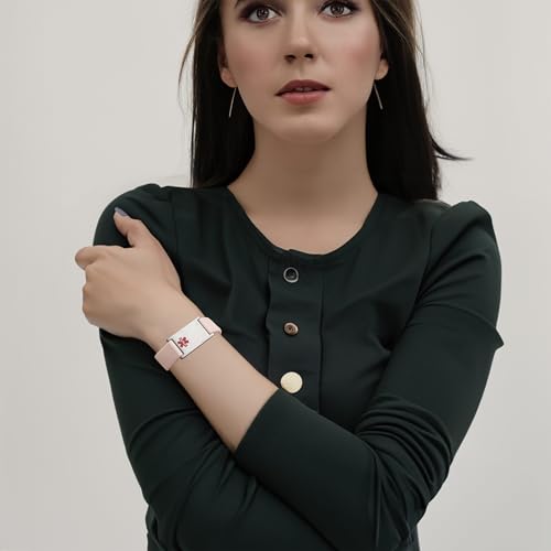 Image of LinnaLove Medical Alert ID Bracelet - Adjustable Silicone Band, Custom or Pre-Engraved Options, QR Code Available