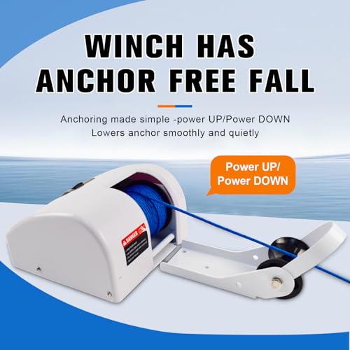 Electric Anchor Winch, 25LBS Marine Electric Windlass with Remote Control 12V Saltwater Boat Windlass Kit with 100-feet Pre-Wound Anchor Rope,White