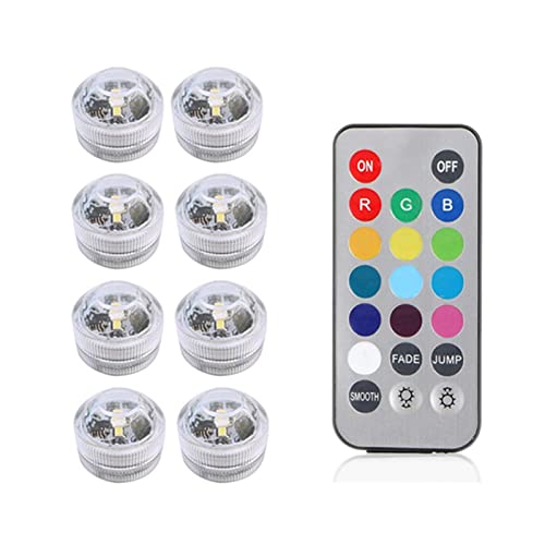 Luce notturna RGB alimentata a batteria IP68 Luce subacquea a LED sommergibile impermeabile for acquario Piscina Decorazioni for feste di nozze(8 lamp 1 controller)