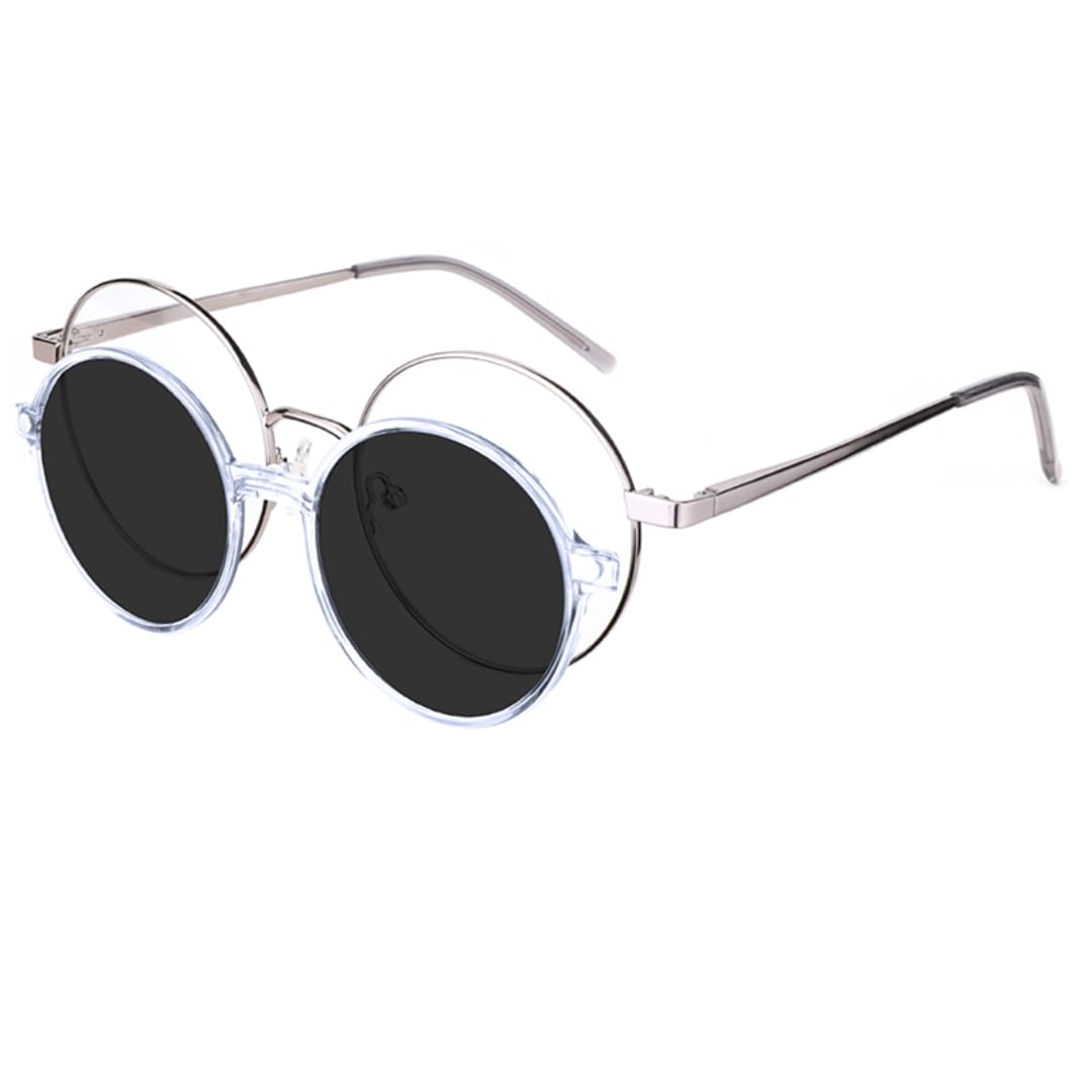 Gafas de sol polarizadas redondas con clip para hombre y mujer, montura retro, magnéticas y multifunción.