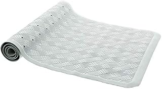 aztex Anti-Fungal Non Slip Shower or Bath Mat with Suction Cups and Drainage Holes, Slip Resistant Shower Tread, Made From Rubber Vinyl - Bath Mat, Off White