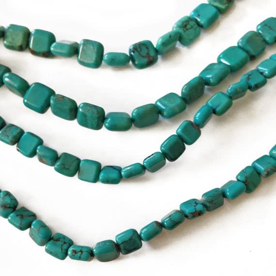 Turquoise carrée 8mm LKBEADS sans aspérité pour éliminer le frottement sur les bijoux de peau