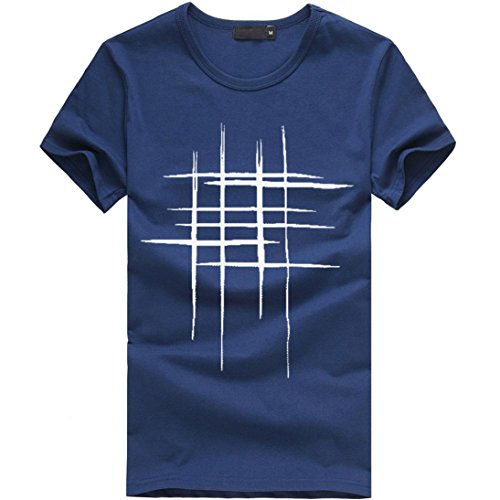 VENMO Camisetas Hombre Manga Corta Camisetas Hombre Originales Divertidas Camisas de Hombre Manga Corta algodón de Estampadas (Azul Marino, L)