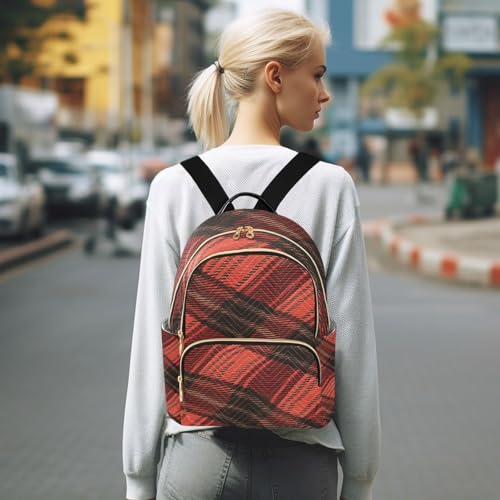Sac à dos imperméable damier rouge pour les cours et sorties