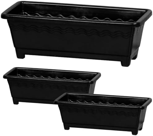 Kit 3 Vasos Jardineira Floreira grande 9,5L - Preto