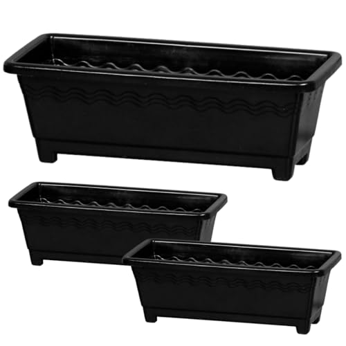 Kit 3 Vasos Jardineira Floreira grande 9,5L - Preto