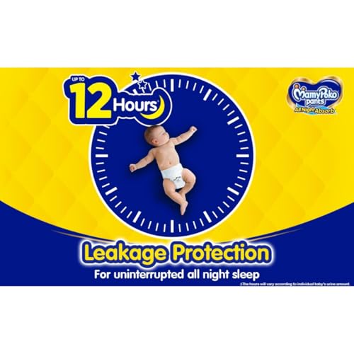 Image of MamyPoko Pants All Night Absorb Baby Diapers, Small (S), 38 Count 4-8 Kg