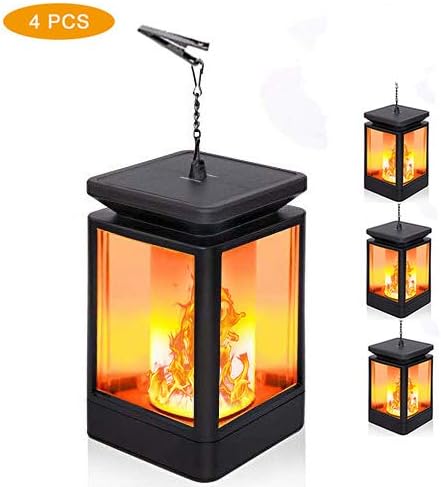 Solar Lantern Lights Outdoor Flame Garden Decor, 4 Pack Upgrade 99 LEDs Solar Flickering Lights -3 Working Mode Waterproof Solar Lantern lamp for Yard Porch Patio Porch Landscape Lawn Decorative