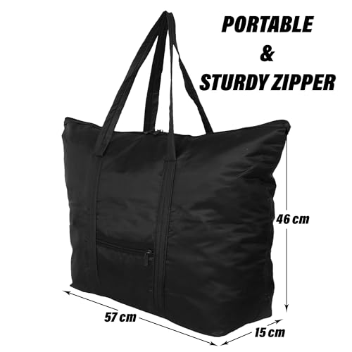 Image of Kuber Industries Clothes Storage Bag with Handle | Foldable Grocery Hand Bag | Pack of 2 | Black