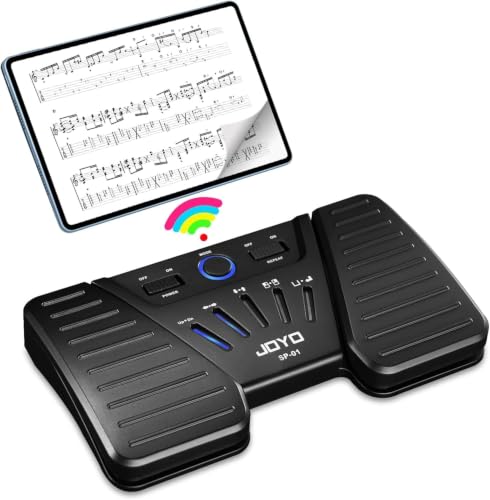 JOYO Wireless Page Turner Pedal Bluetooth Foot Switch for iPad/Tablet/Phone Works with forScore/OnSong, 5 Modes & 60H Battery with LED Indicator, Silent Non-Slip Design for Sheet Music (SP-01)