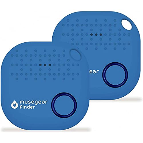musegear app Key Finder - 2 Pack - Version 2  localisateur et traqueur sonore pour retrouver clés - Volume 3 Fois élevé - Couleur Bleu Clair - Smartphone Bluetooth GPS couplage Cover