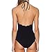 LAPAYA Women's Bathing Suit Scalloped High Neck Halter Backless 1 Piece Swimsuit, Black, Tag Size XL=US Size 12-14