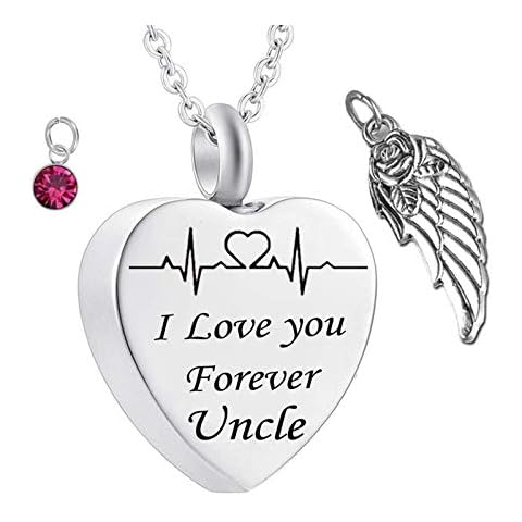 Hoisy Cremation Keepsakes for Ashes Dad, Necklace Urns for Ashes Heart Electrocardiogram Birthstone Wing Rose Red 50X2cm Cover