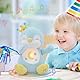 Edencomer Schlummer Kuscheltier - Schlummer Pinguin mit Simuliertem Atem, Musik und Nachtlicht, Kuscheltier mit Atembewegung Begleiten Sie Kinder Zum Schlafen (Blau)