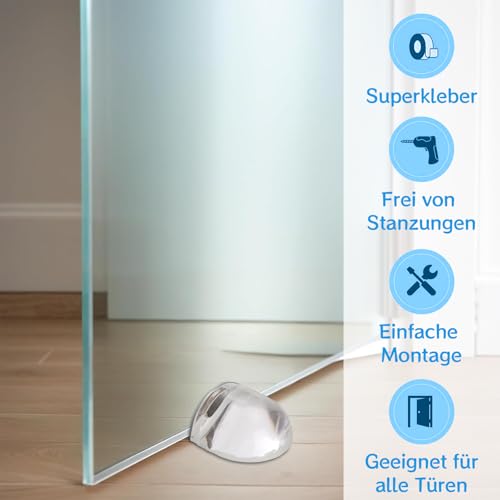 4 Stück Türstopper Boden selbstklebend, Transparente Selbstklebende Bodentürstopper Türpuffer Boden, zum Kleben Bodentürstopper, für alle Hartböden geeignet zum Schutz von Wand und Möbeln