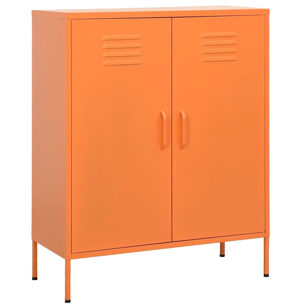 vidaXL Lagerschrank Sideboard Kommode Anrichte Stahlschrank Schrank Beistellschrank Mehrzweckschrank Bücherschrank Standschrank Orange 80x35x101,5cm Stahl
