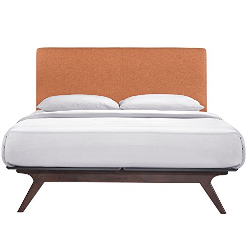 Modway Tracy Mid-Century Modern Wood Platform Queen Size Bed, Cappuccino Orange #TOP6