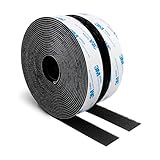 Hook and Loop Self Adhesive Tape 1" x 20Ft 9448A Sticky Back Interlocking Nylon Fabric Fastener Heavy Duty Adhesion Strip Tape Black